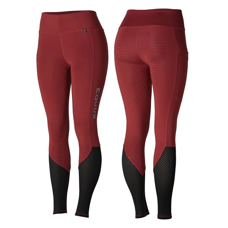 Horze Women's Gwen Full Seat Leggings W/Mesh - Dark Red
