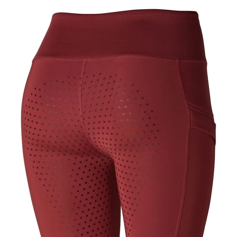 Horze Women's Gwen Full Seat Leggings W/Mesh - Dark Red - Image 2