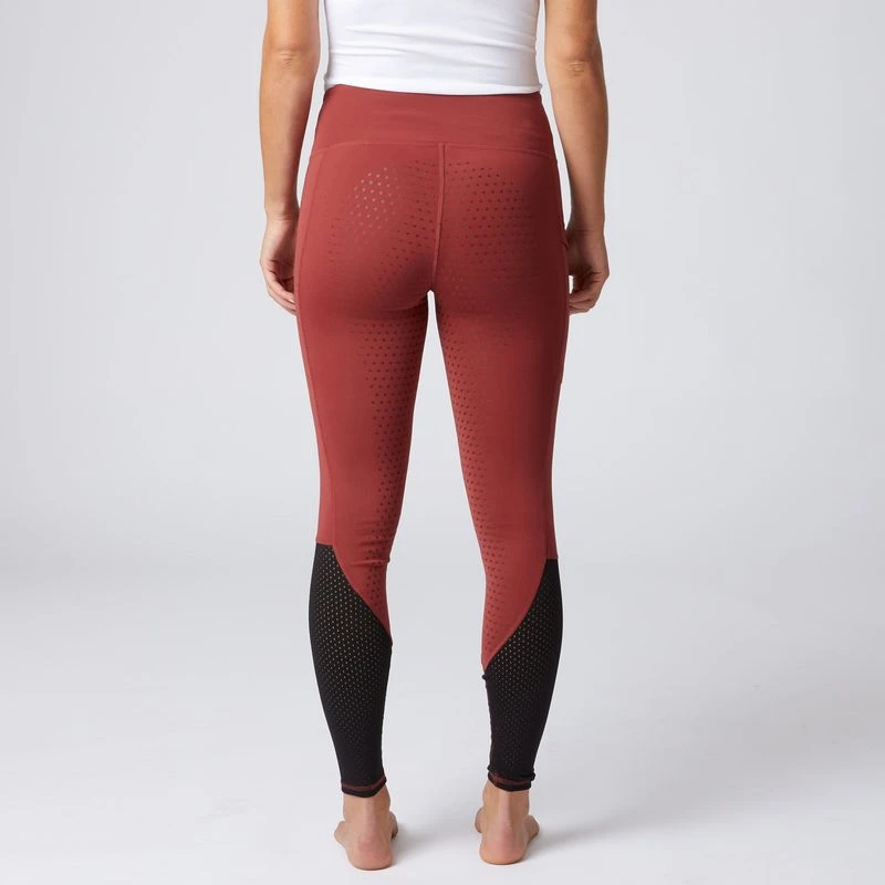 Horze Women's Gwen Full Seat Leggings W/Mesh - Dark Red - Image 3