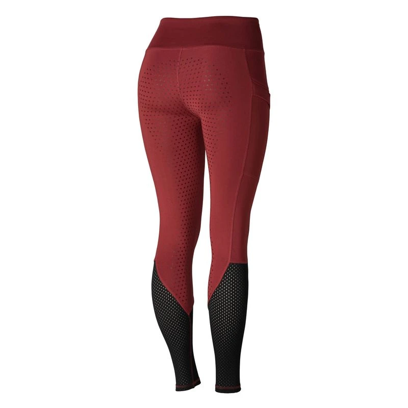 Horze Women's Gwen Full Seat Leggings W/Mesh - Dark Red - Image 5