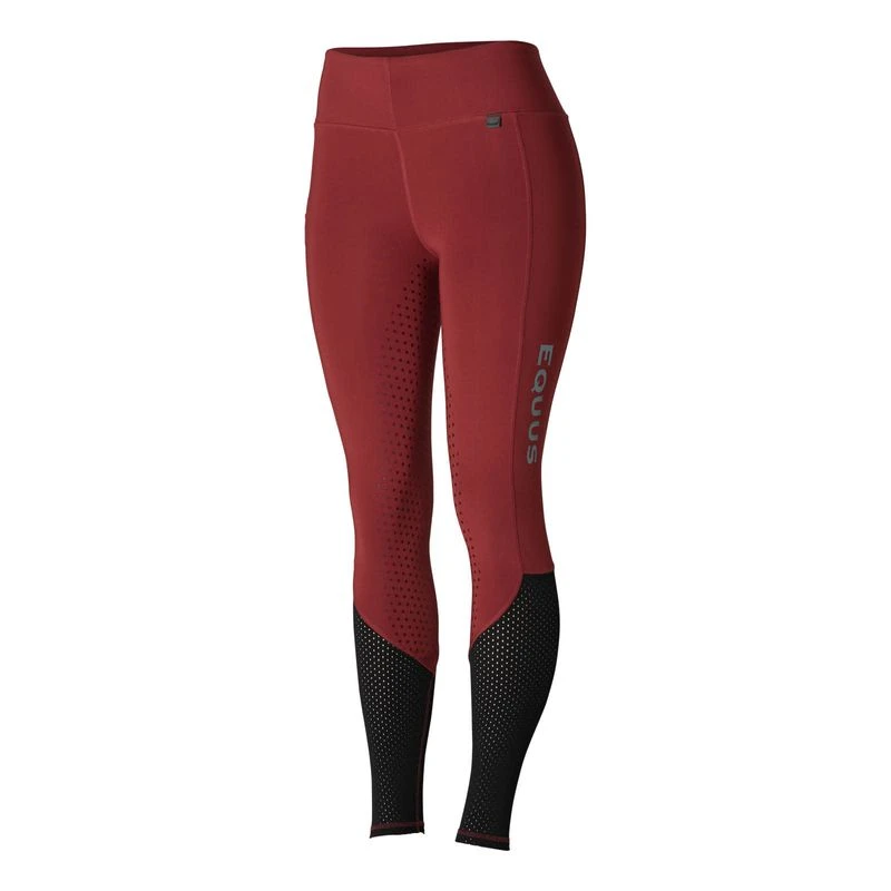 Horze Women's Gwen Full Seat Leggings W/Mesh - Dark Red - Image 6