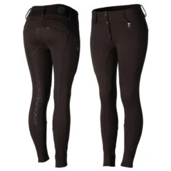 Horze Women's Rhea Full Seat Thermo Breeches W/Back Pockets - After Dark Brown