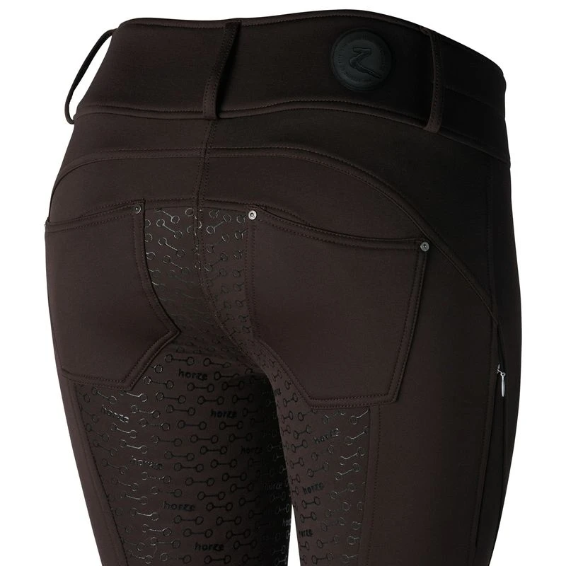 Horze Women's Rhea Full Seat Thermo Breeches W/Back Pockets - After Dark Brown - Image 2