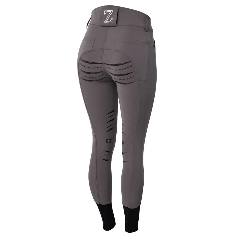 Horze Women's Full Seat Silicone Breeches W/Back Pocket Embroidery - Dark Grey - Image 2