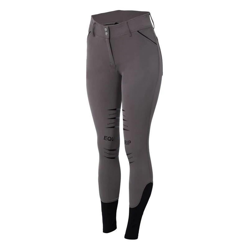 Horze Women's Full Seat Silicone Breeches W/Back Pocket Embroidery - Dark Grey - Image 3