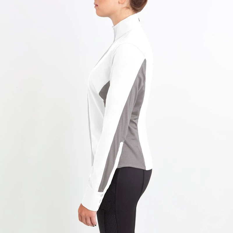Irideon Women's Athena Long Sleeve Show Shirt - Bright White/Dove Grey - Image 3