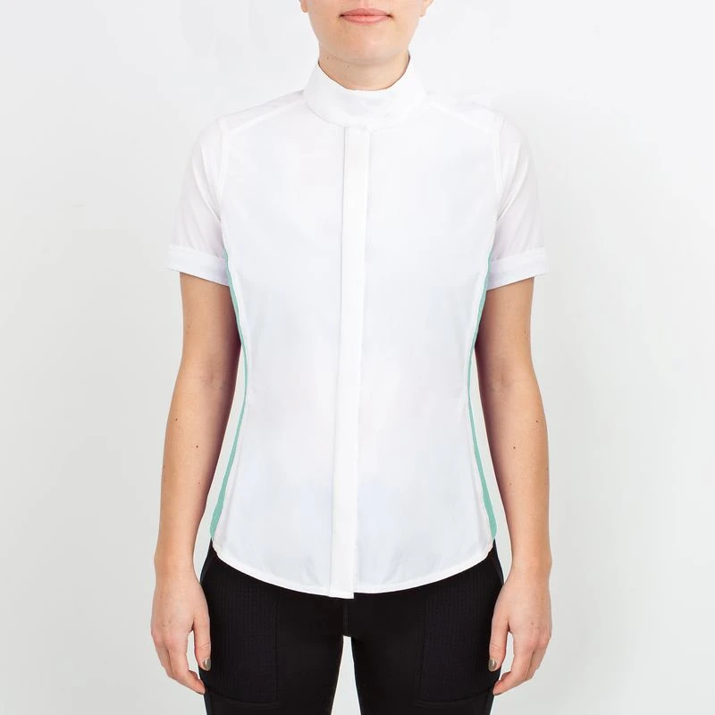 Irideon Women's Athena Short Sleeve Show Shirt - Bright White/Island Green