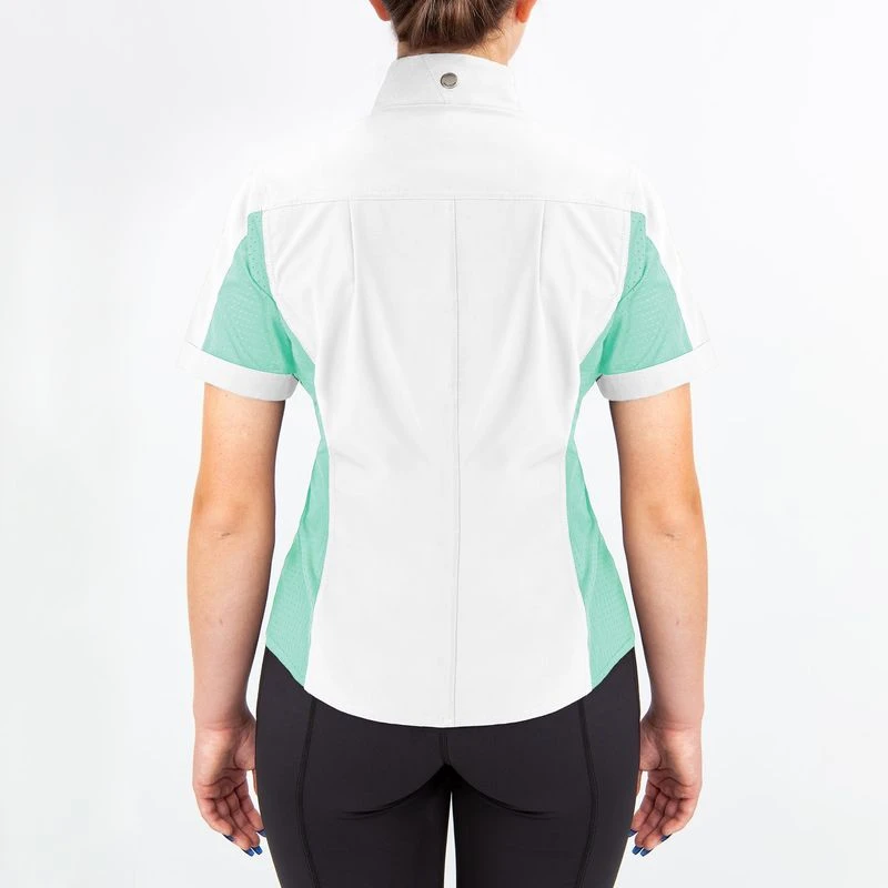 Irideon Women's Athena Short Sleeve Show Shirt - Bright White/Island Green - Image 2