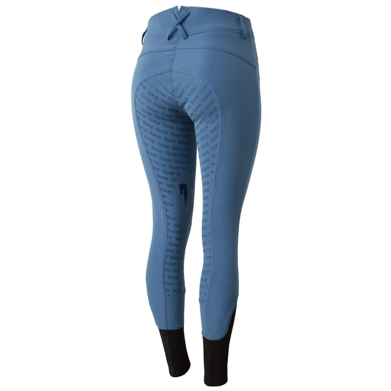 Horze Women's Melody High Waist Micro Silicone Full Seat Breeches - Blue