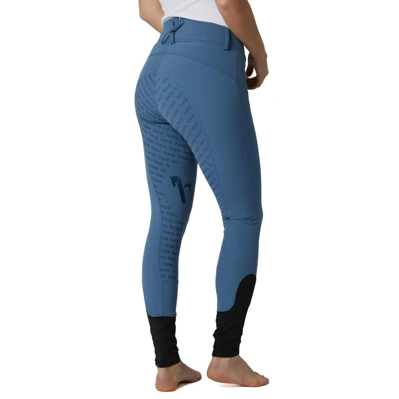 Horze Women's Melody High Waist Micro Silicone Full Seat Breeches - Blue - Image 3