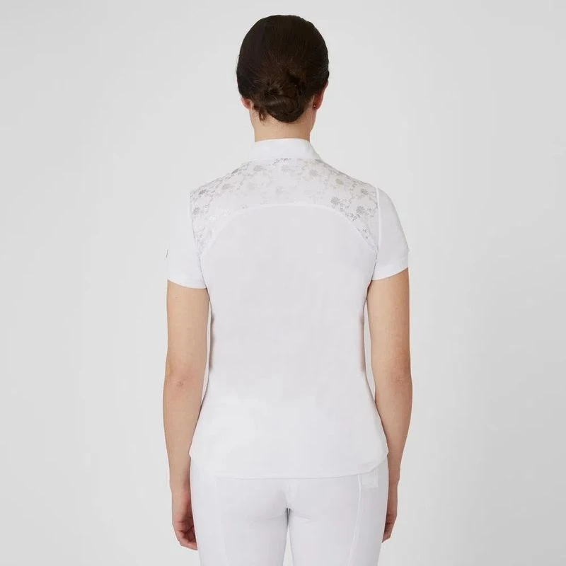 Horze Women's Kaitlin Short Sleeved Performance Shirt W/ Flower Print - White - Image 3