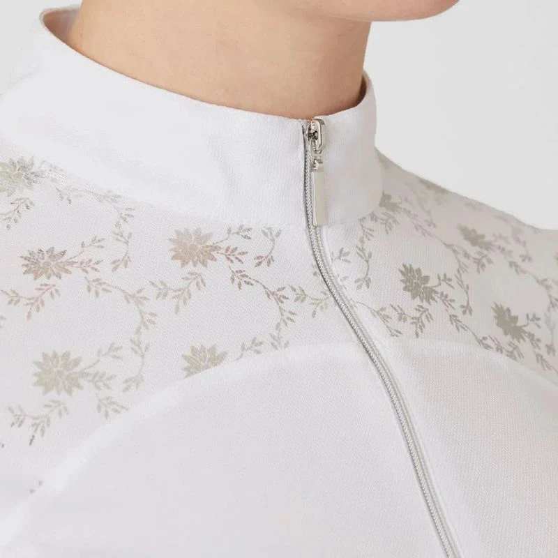 Horze Women's Kaitlin Short Sleeved Performance Shirt W/ Flower Print - White - Image 4