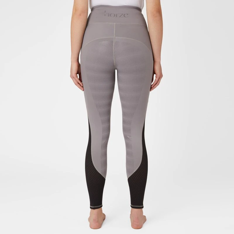 Horze Women's Danica High Waist Tights With Mesh Insert - Zinc - Image 3