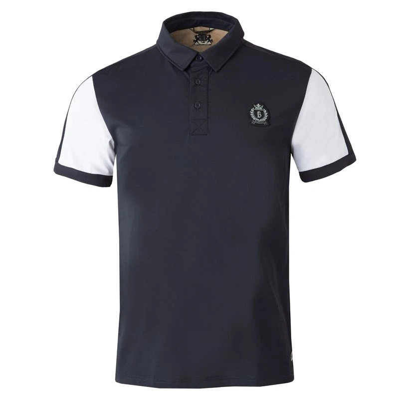 B Vertigo Men's Alec Performance Polo Shirt - Dark Navy/ Fossil Brown