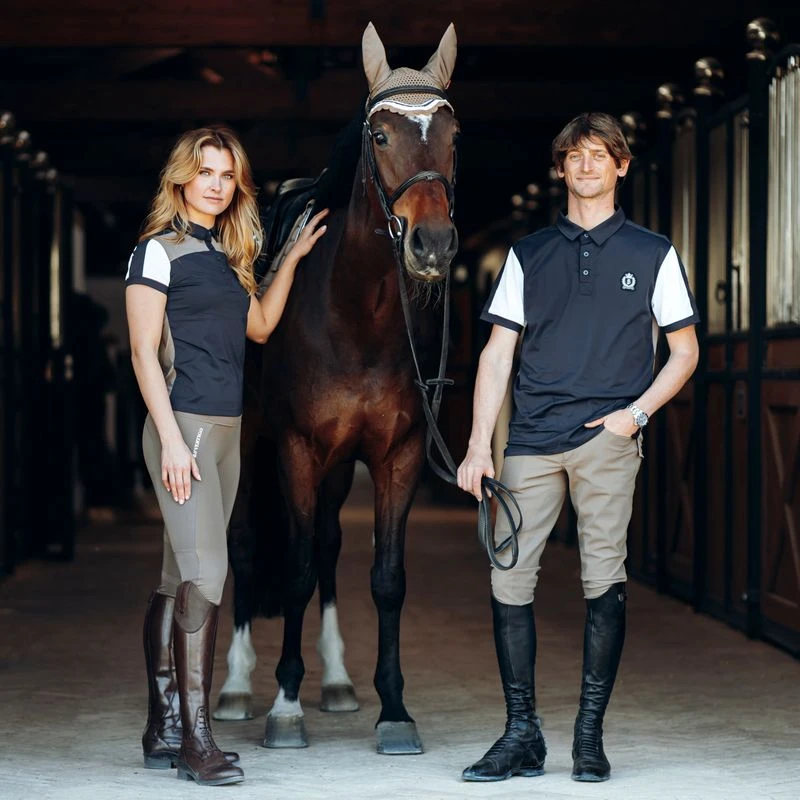 B Vertigo Men's Alec Performance Polo Shirt - Dark Navy/ Fossil Brown - Image 2