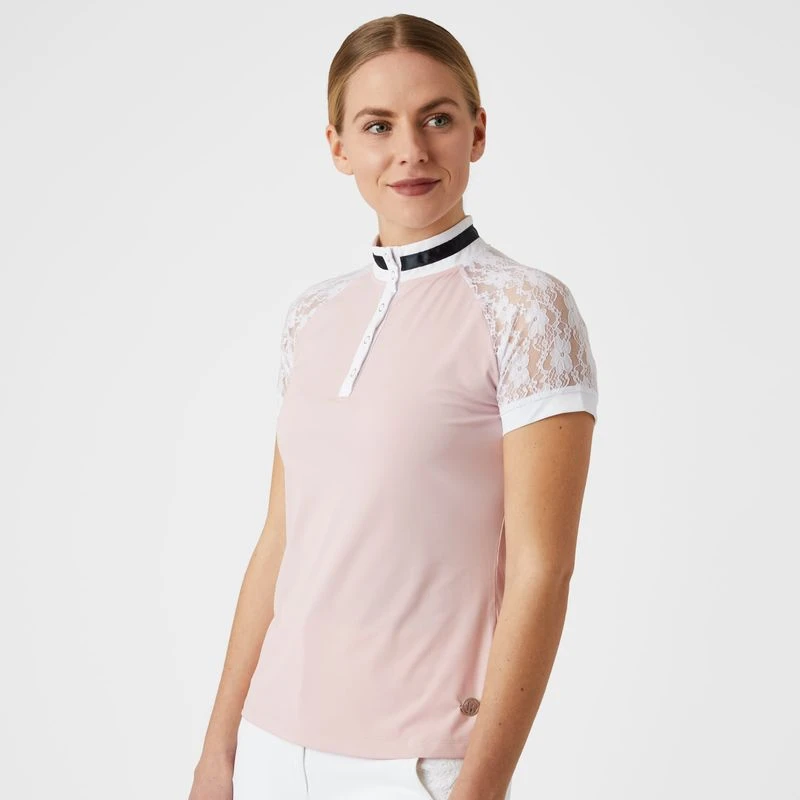 B Vertigo Women's Lauren Lace Short Sleeve Show Shirt - Pink Chalk - Image 3