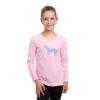 Cavalliera Women's Blue Horse Long Sleeve Cotton Top - Rose