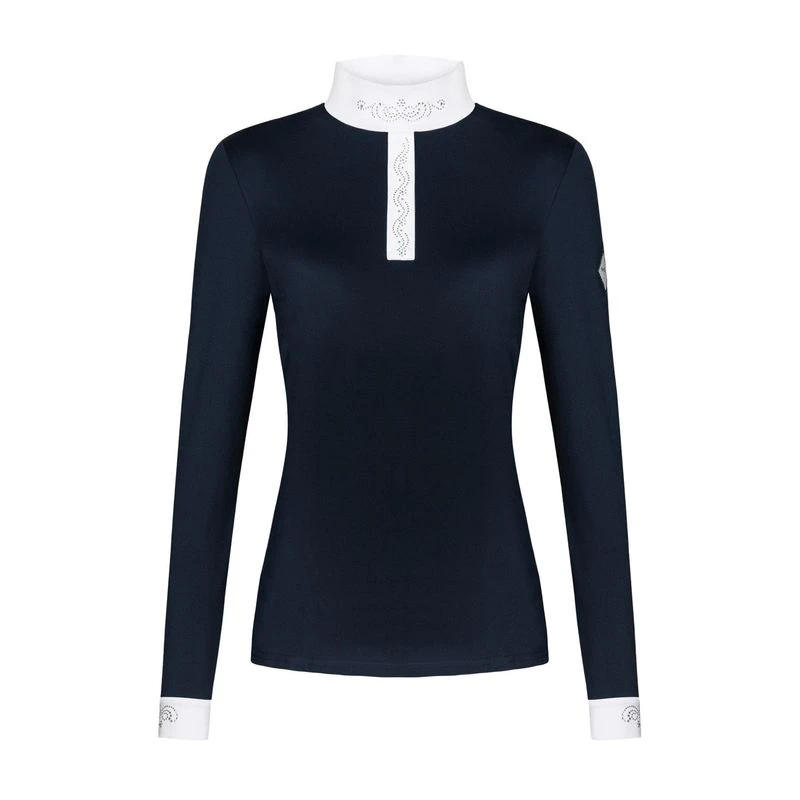 Fair Play Women's Meredith Half Turtleneck Long Sleeve Competition Shirt - Navy