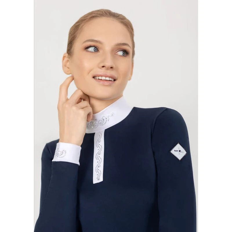 Fair Play Women's Meredith Half Turtleneck Long Sleeve Competition Shirt - Navy - Image 3