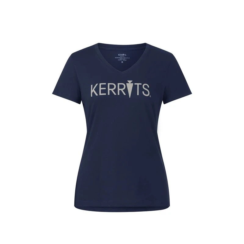 Kerrits Women's Logo V-Neck Tee - Navy/Pewter