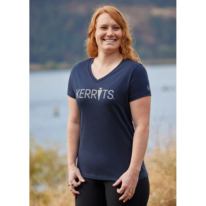 Kerrits Women's Logo V-Neck Tee - Navy/Pewter - Image 3