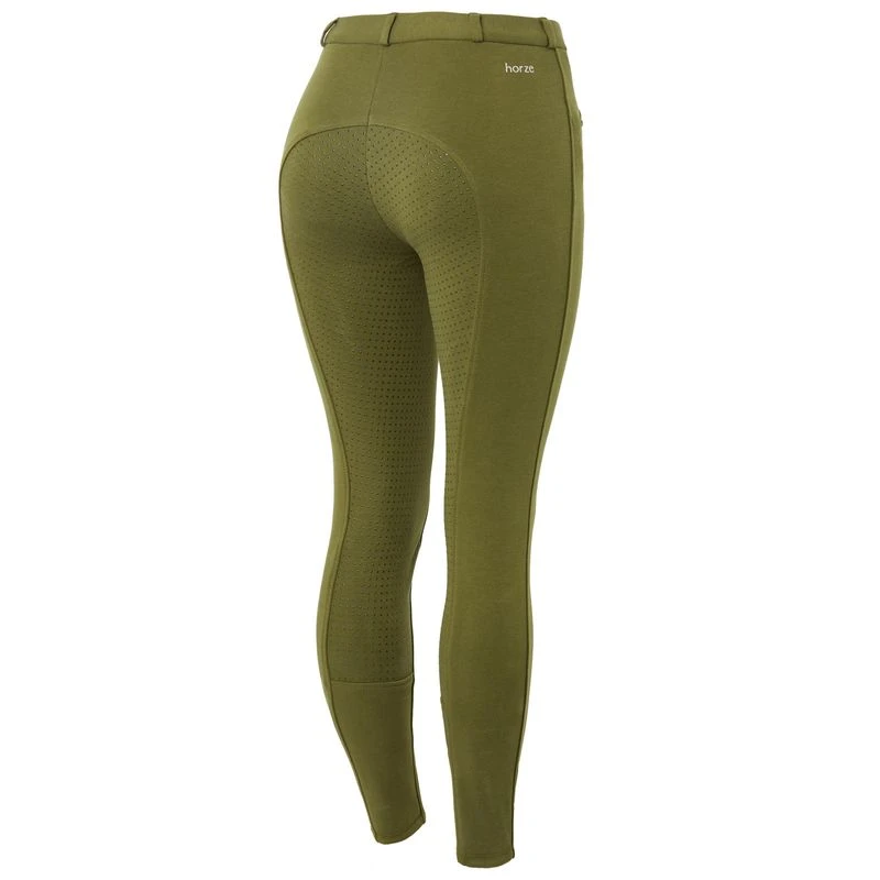 Horze Women's Active Full Seat Breeches - Dark Olive