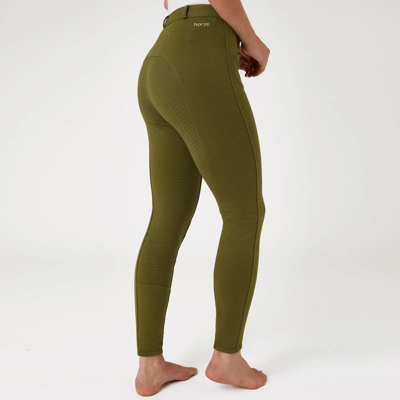 Horze Women's Active Full Seat Breeches - Dark Olive - Image 2