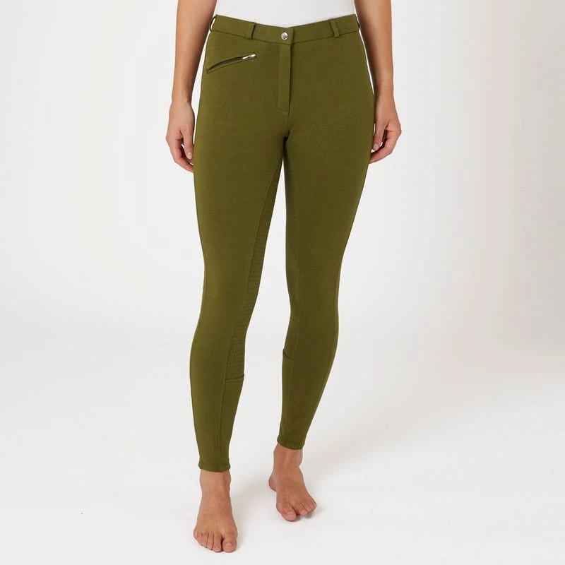 Horze Women's Active Full Seat Breeches - Dark Olive - Image 3
