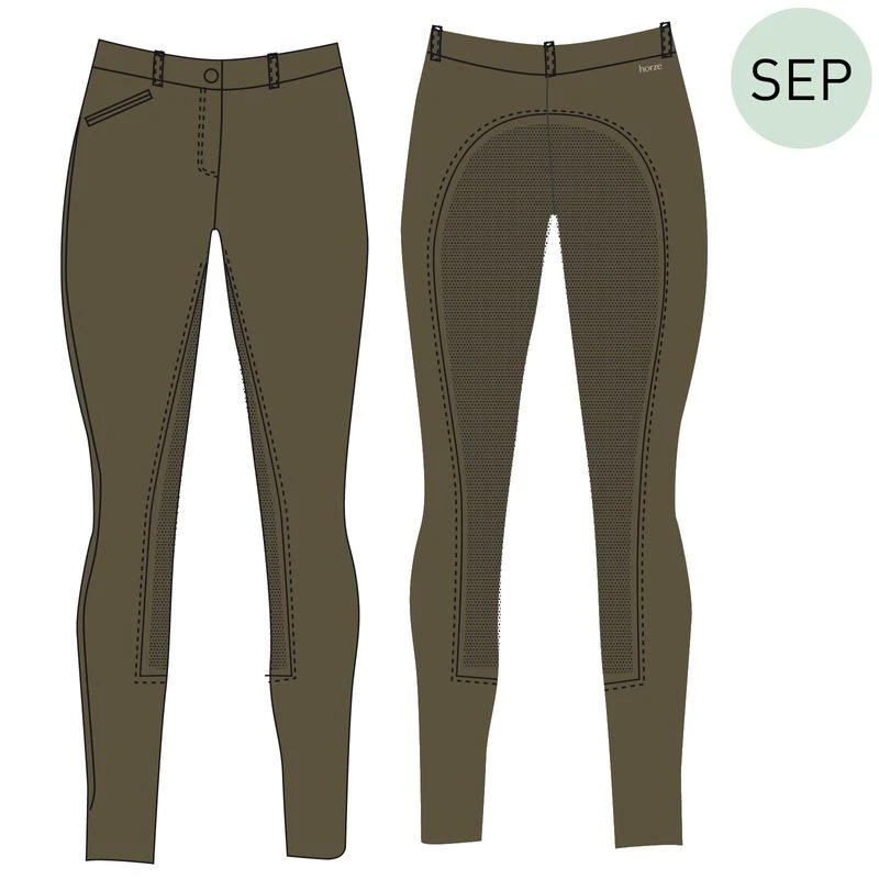 Horze Women's Active Full Seat Breeches - Dark Olive - Image 6