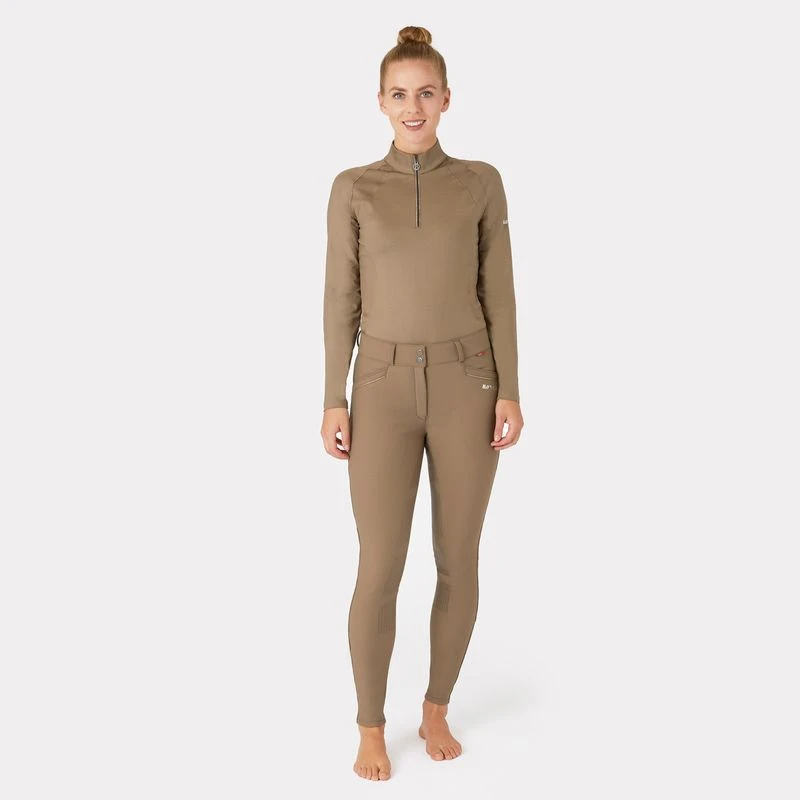 Horze Women's Patricia Full Seat Thermo Breeches - Shiitake Beige - Image 4