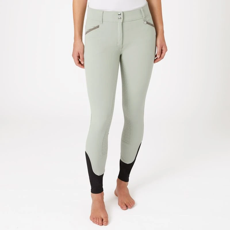 Horze Women's Dina Crystal Detailed Silicone Full Seat Breeches - Aqua Grey - Image 4