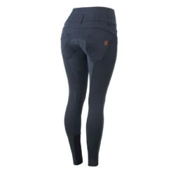 Horze Women's Tara High Waist Breeches Leather Full Seat - Inkwell Navy