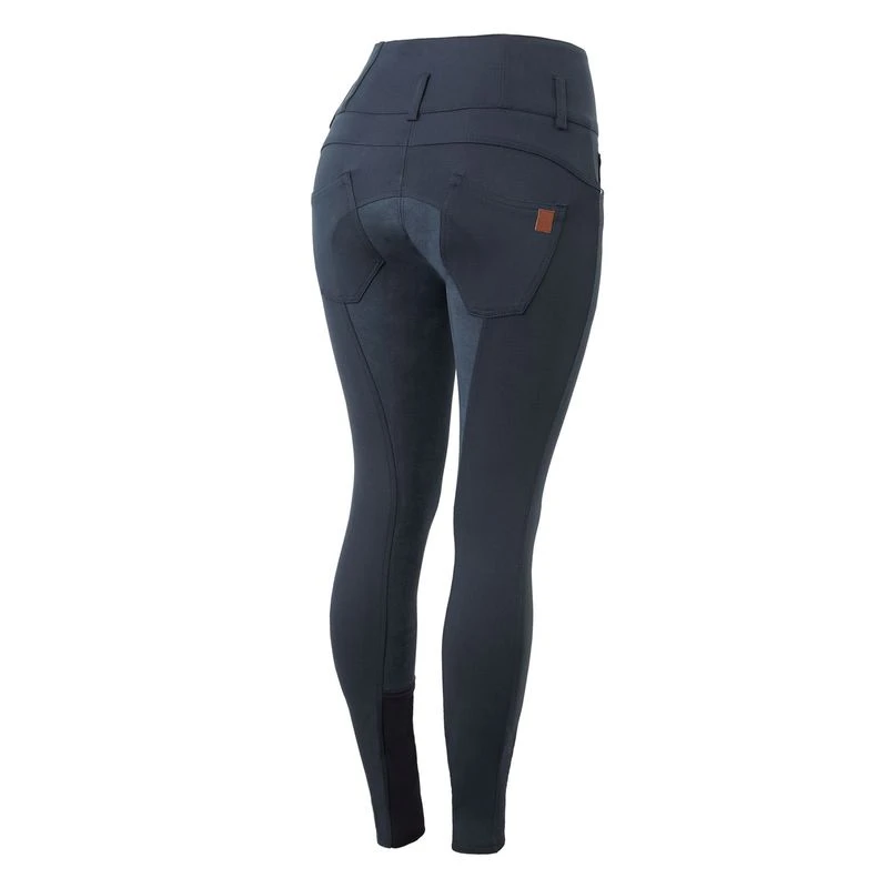 Horze Women's Tara High Waist Breeches Leather Full Seat - Inkwell Navy
