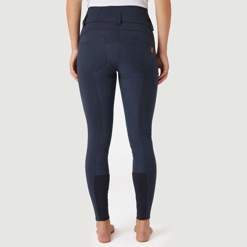 Horze Women's Tara High Waist Breeches Leather Full Seat - Inkwell Navy - Image 3