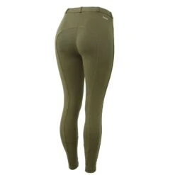 Horze Women's Active Full Seat Breeches - Beetle Khaki Green