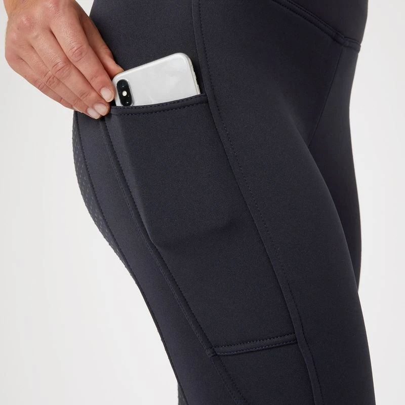 Horze Women's Active Winter Silicone Full Seat Tights W/ Phone Pockets - Dark Navy - Image 2