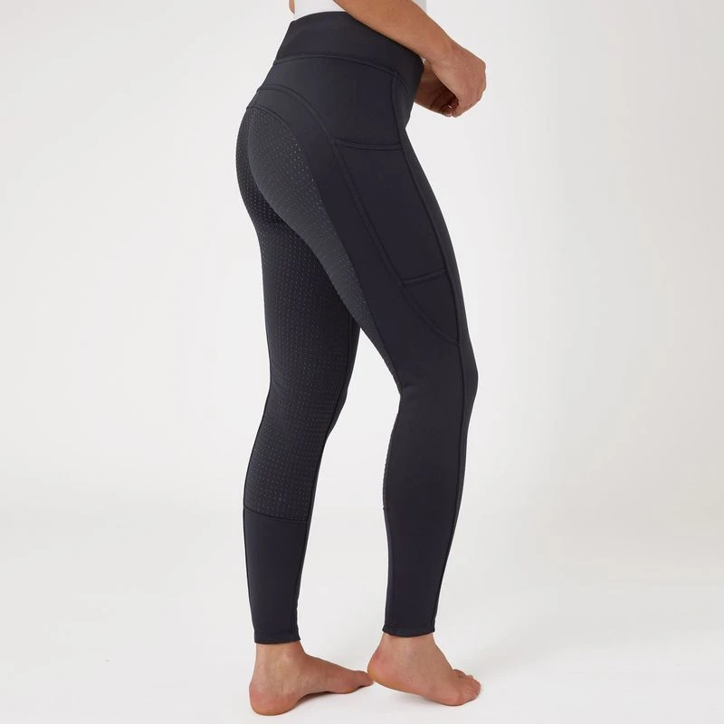 Horze Women's Active Winter Silicone Full Seat Tights W/ Phone Pockets - Dark Navy - Image 3