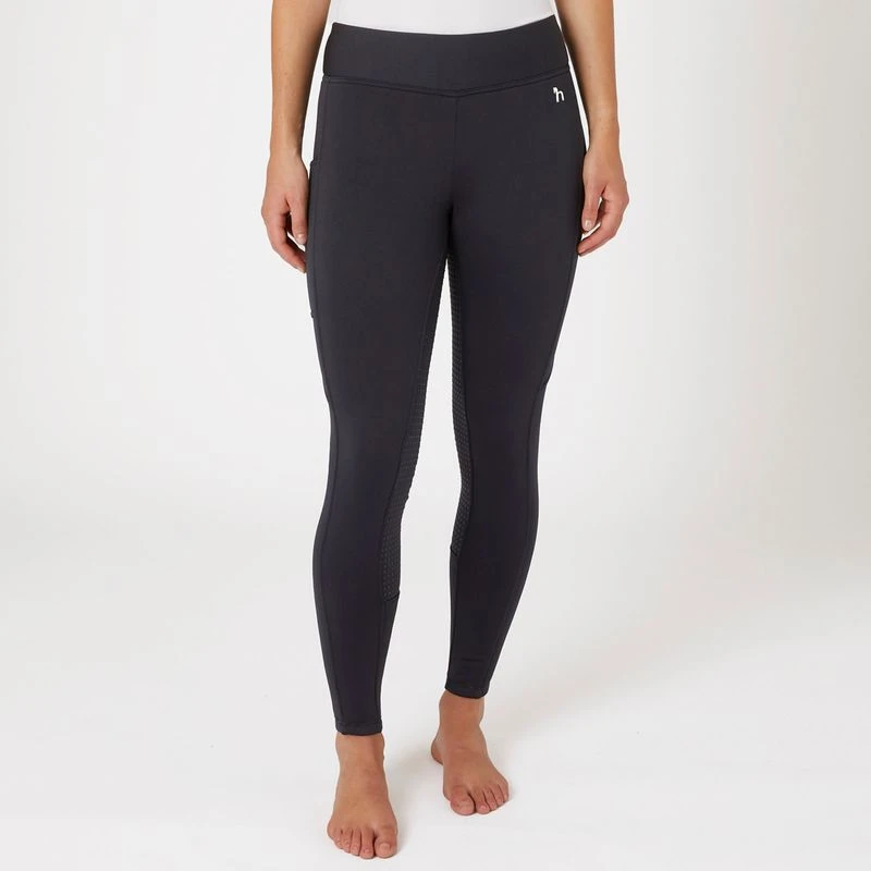 Horze Women's Active Winter Silicone Full Seat Tights W/ Phone Pockets - Dark Navy - Image 4