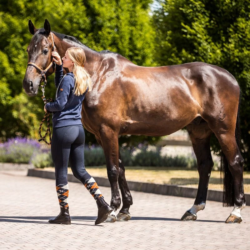 Horze Women's Active Winter Silicone Full Seat Tights W/ Phone Pockets - Dark Navy - Image 5