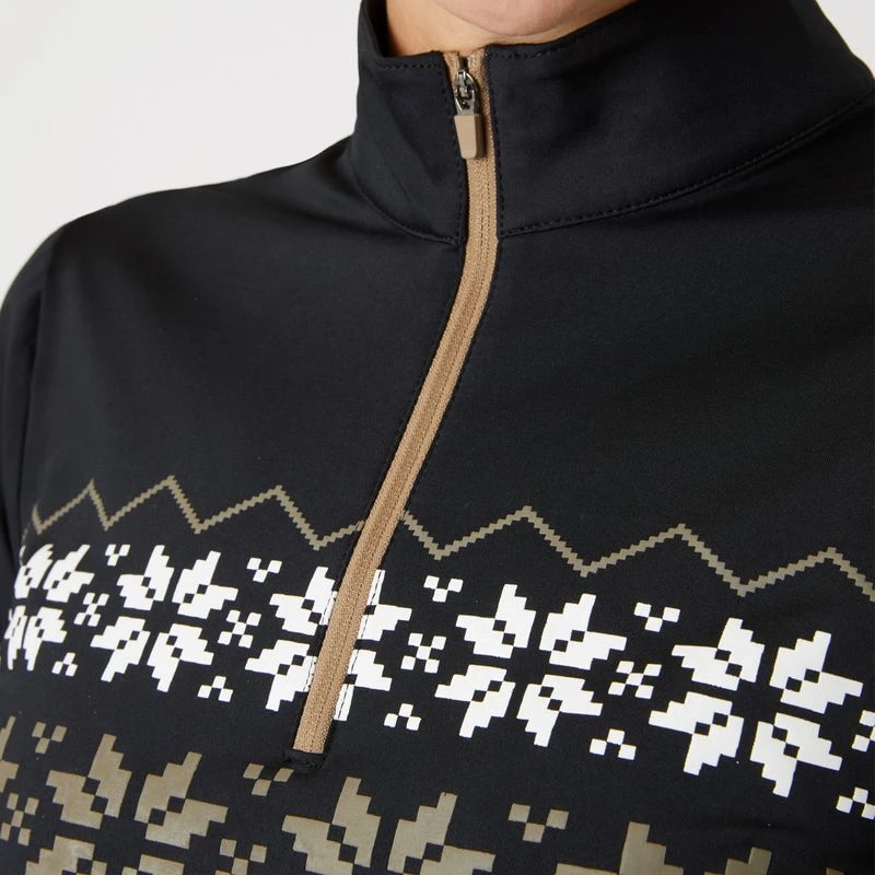 Horze Women's Emily Training Shirt W/Snowflake Print - Black - Image 2