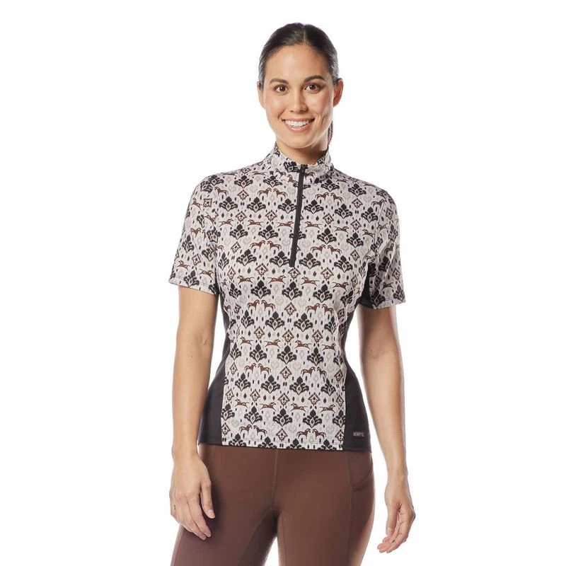 Kerrits Women's Always Cool Print Ice Fil Short Sleeve Shirt - Tan Painted Horse/Black - Image 2