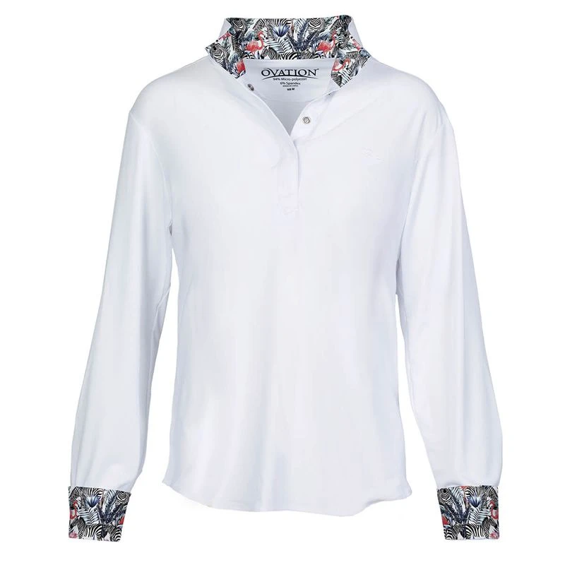 Ovation Kids' Ellie Quarter Snap Show Shirt - White/Zebra
