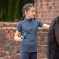 Shires Aubrion Kids' Revive Short Sleeve Sun Shirt - Navy