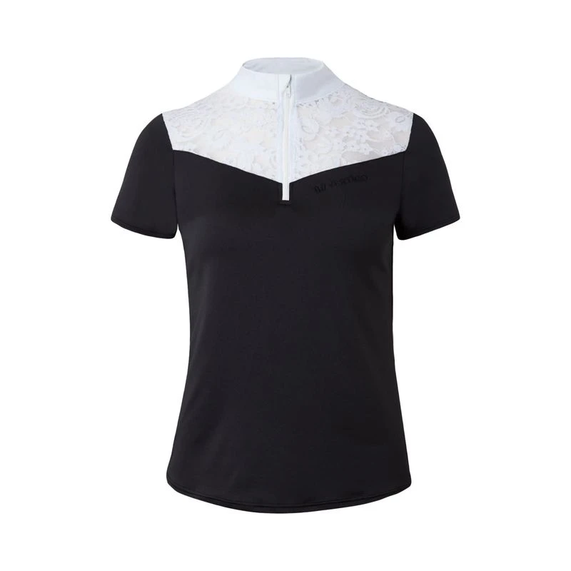 B Vertigo Women's Kayla Laced Short Sleeved Show Shirt - Dark Navy