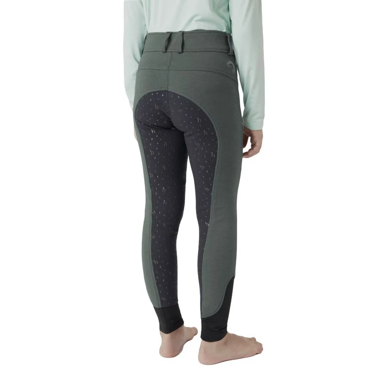 Horze Kids' Samara Full Seat Breeches - Goblin Blue - Image 3