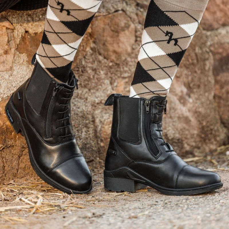 Horze Women's Kingston Paddock Boot W/Two Zip Front - Black - Image 3
