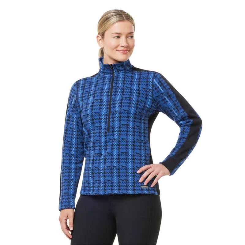 Kerrits Women's Muzzle Nuzzle Fleece Half Zip - True Blue Plaid Pasture - Image 2