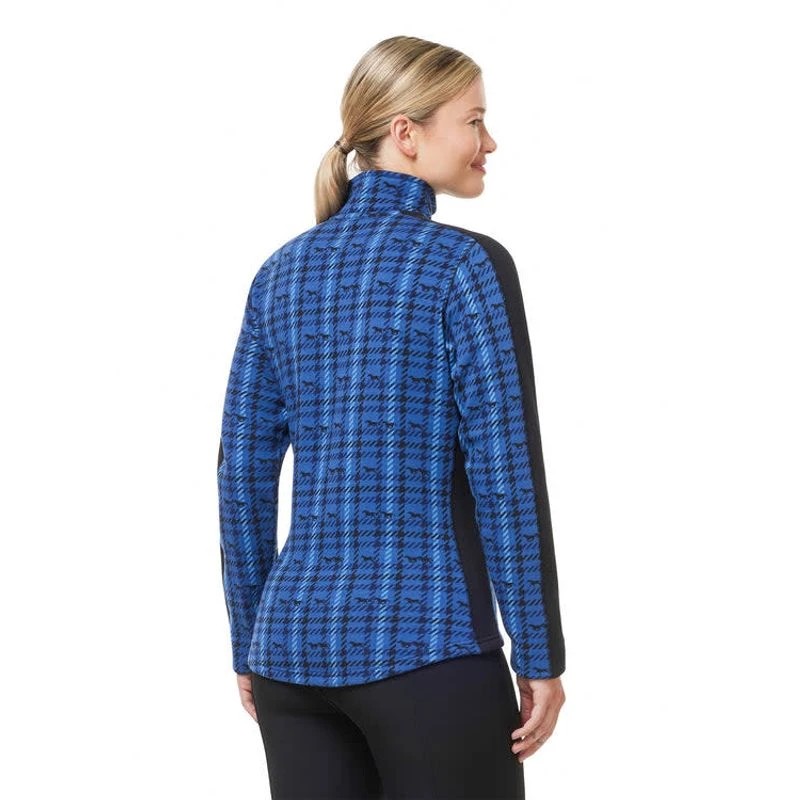 Kerrits Women's Muzzle Nuzzle Fleece Half Zip - True Blue Plaid Pasture - Image 3