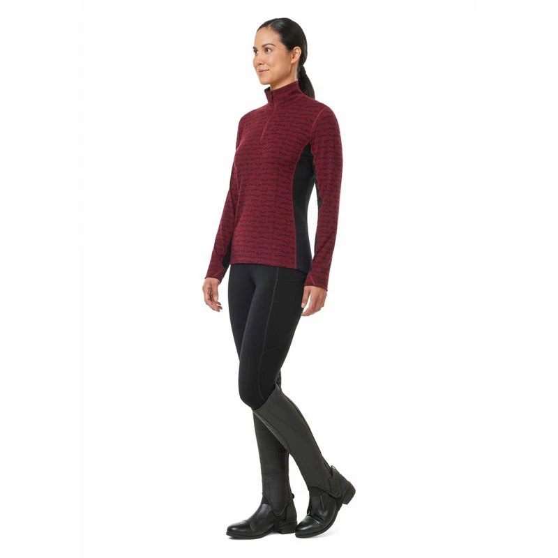 Kerrits Women's Stable Temp Merino Wool Quarter Zip Top - Sangria Wild Horses - Image 4